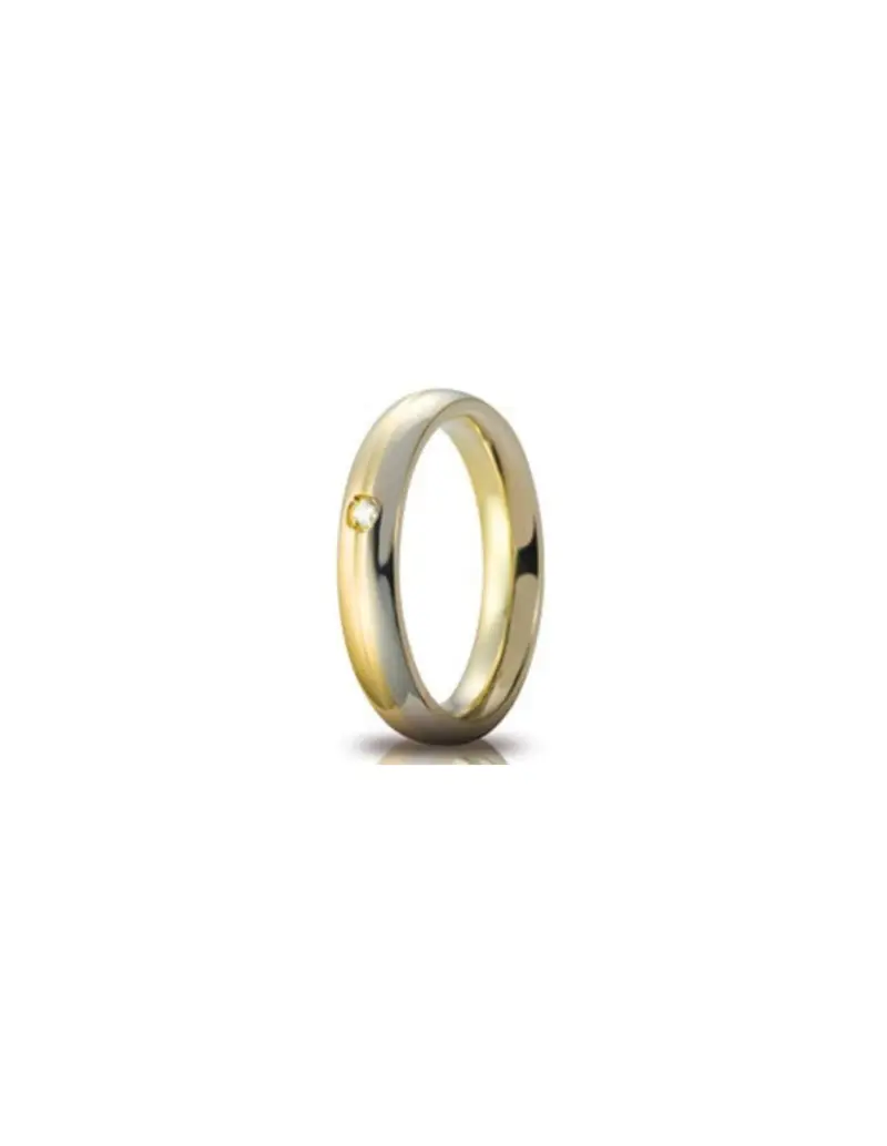 Fede UNOAERRE Fedi Cerchi di Luce 4 mm Eclissi in oro bicolore con diamante 70AFC283/001C07