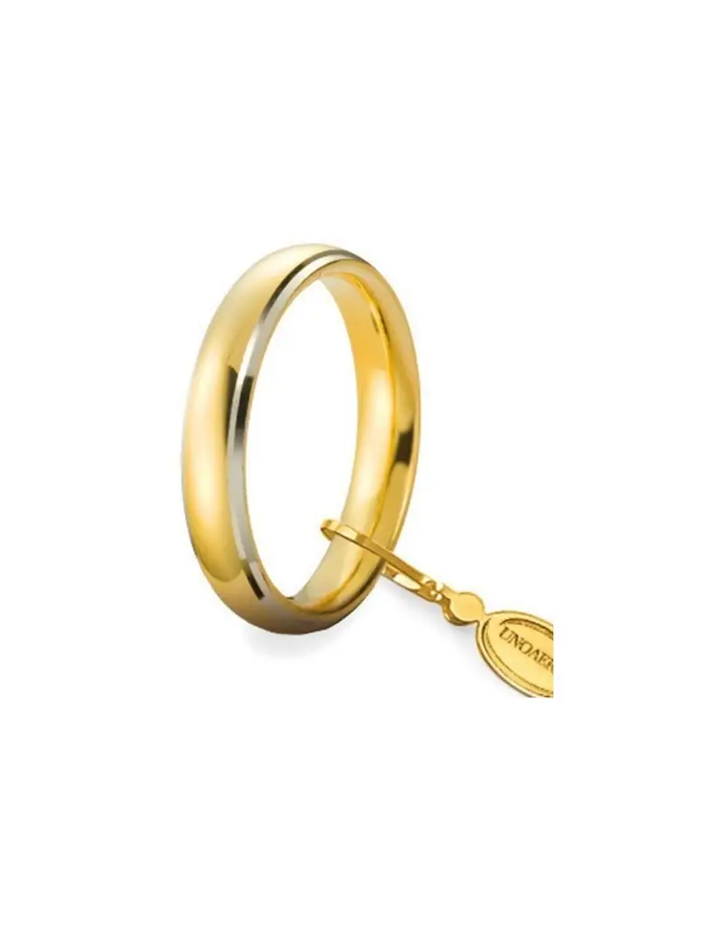 Fede UNOAERRE Fedi Comode 4 mm in oro giallo bordi bianchi rodiati 40AFC1/01C37