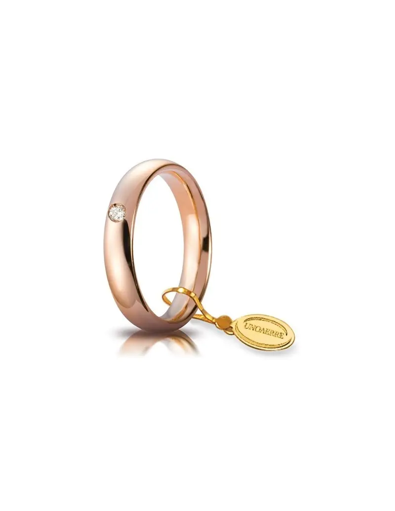 Fede UNOAERRE Fedi Comode 4 mm in oro rosa con diamante 40AFC1/0015C18
