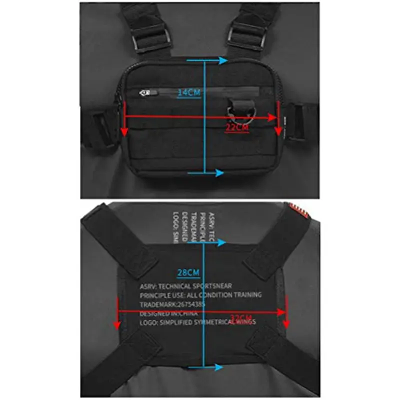 Uomini Donne Borse A Tracolla Tattico Petto Rig Borsa All'aperto Hip Hop Streetwear Sport Borse Petto Tasca Cintura Imbracatura Borsa miniatura 2