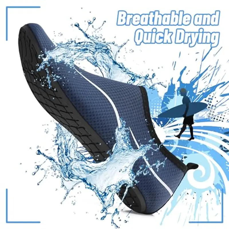 Uomo Donna Scarpe da Scoglio Water Shoes Scarpette per Scogli Scarpe Mare Antiscivolo Scarpe Spiaggia Traspirante Scarpe Acquatiche per Sport Acquatici Parco Acquatico. Blu, 36 EU miniatura 3