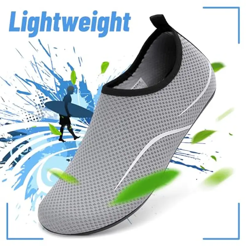Uomo Donna Scarpe da Scoglio Water Shoes Scarpette per Scogli Scarpe Mare Antiscivolo Scarpe Spiaggia Traspirante Scarpe Acquatiche per Sport Acquatici Parco Acquatico. Grigio, 36 EU miniatura 2