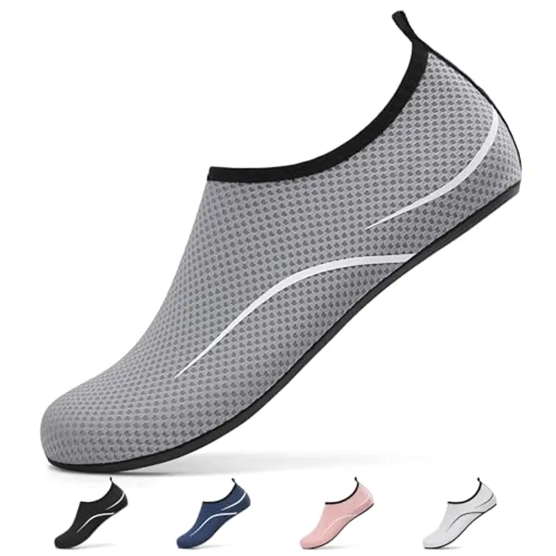 Uomo Donna Scarpe da Scoglio Water Shoes Scarpette per Scogli Scarpe Mare Antiscivolo Scarpe Spiaggia Traspirante Scarpe Acquatiche per Sport Acquatici Parco Acquatico. Grigio,43 EU
