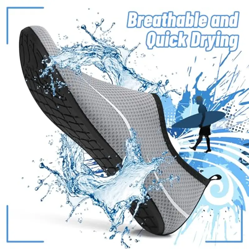 Uomo Donna Scarpe da Scoglio Water Shoes Scarpette per Scogli Scarpe Mare Antiscivolo Scarpe Spiaggia Traspirante Scarpe Acquatiche per Sport Acquatici Parco Acquatico. Grigio, 43 EU miniatura 3