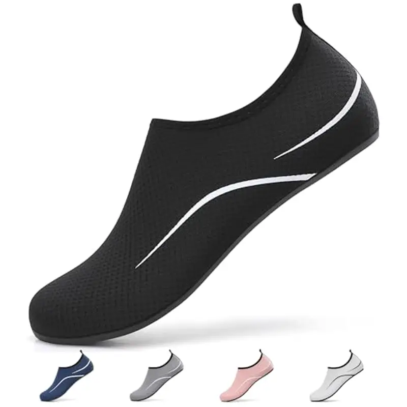 Uomo Donna Scarpe da Scoglio Water Shoes Scarpette per Scogli Scarpe Mare Antiscivolo Scarpe Spiaggia Traspirante Scarpe Acquatiche per Sport Acquatici Parco Acquatico.Nero,44 EU