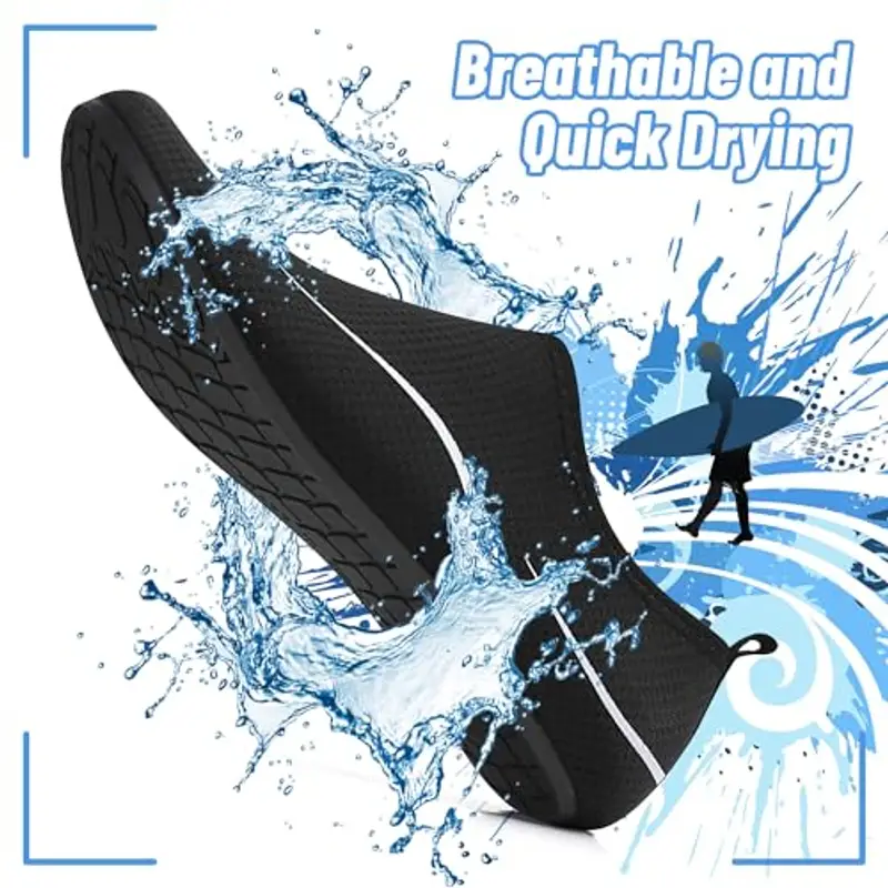 Uomo Donna Scarpe da Scoglio Water Shoes Scarpette per Scogli Scarpe Mare Antiscivolo Scarpe Spiaggia Traspirante Scarpe Acquatiche per Sport Acquatici Parco Acquatico.Nero, 45 EU miniatura 3