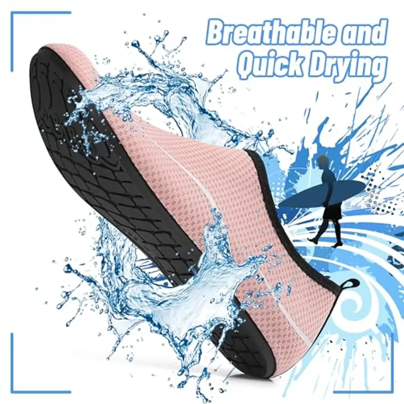 Uomo Donna Scarpe da Scoglio Water Shoes Scarpette per Scogli Scarpe Mare Antiscivolo Scarpe Spiaggia Traspirante Scarpe Acquatiche per Sport Acquatici Parco Acquatico.Rosa, 38 EU miniatura 3