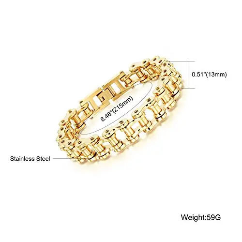 Uomo Gioielli Acciaio Inossidabile Cinturino da Motociclista Bracciale Catena della Bicicletta Pesante Braccialetto miniatura 2