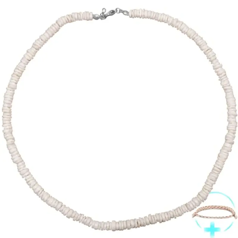 Uonel INDUSTRY Collana con conchiglie rotonde, da uomo, stile surf, hawaiano, giovanile, da spiaggia, bianco, m, Acciaio inossidabile, Non Applicabile