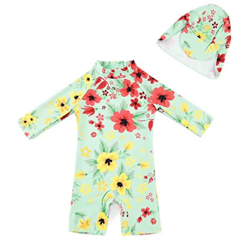 upandfast Costume da Bagno Intero per Neonati(24-36 Mesi,Verde Chiaro)