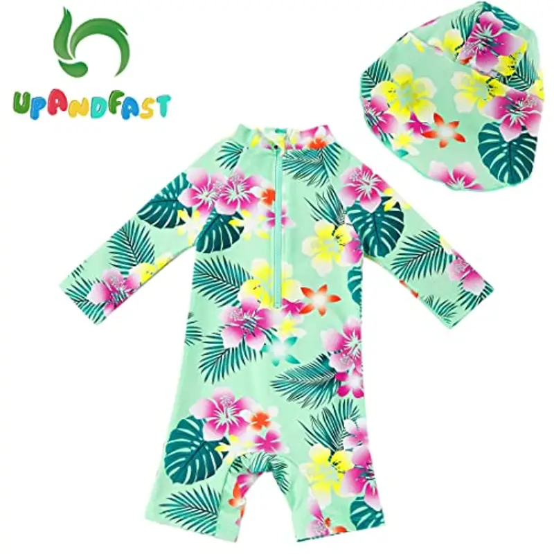 upandfast Simpatico Costume da Bagno per Bimbi(24-36 Mesi, Fiore Verde) miniatura 2