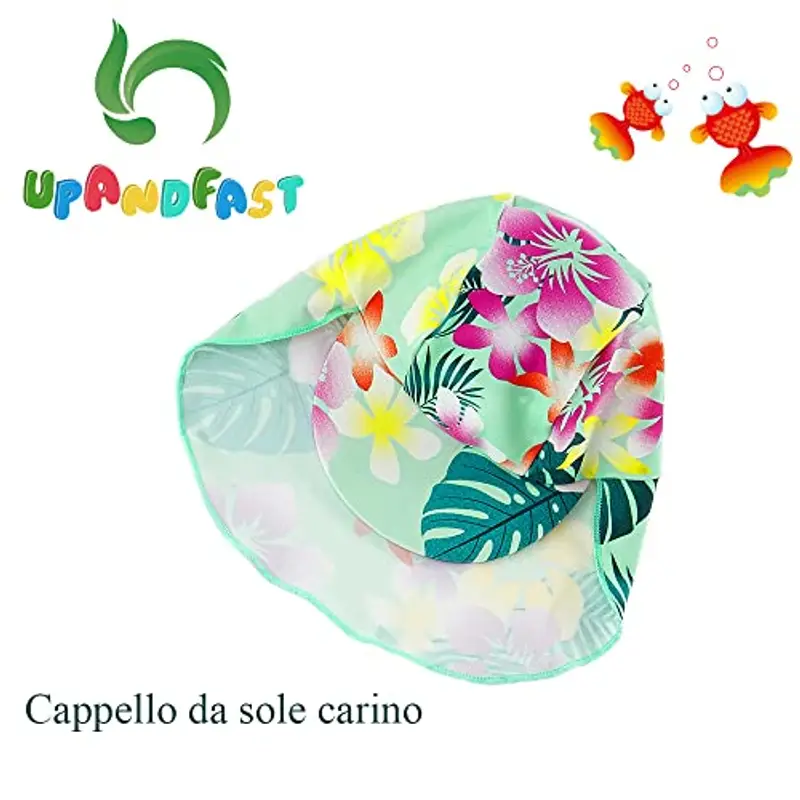 upandfast Simpatico Costume da Bagno per Bimbi(24-36 Mesi, Fiore Verde) miniatura 3