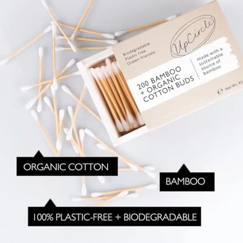 UpCircle Cotton fioc di bambù – 200 pezzi – biodegradabili, sostenibili, senza plastica, completamente riciclabili – un miniatura 3