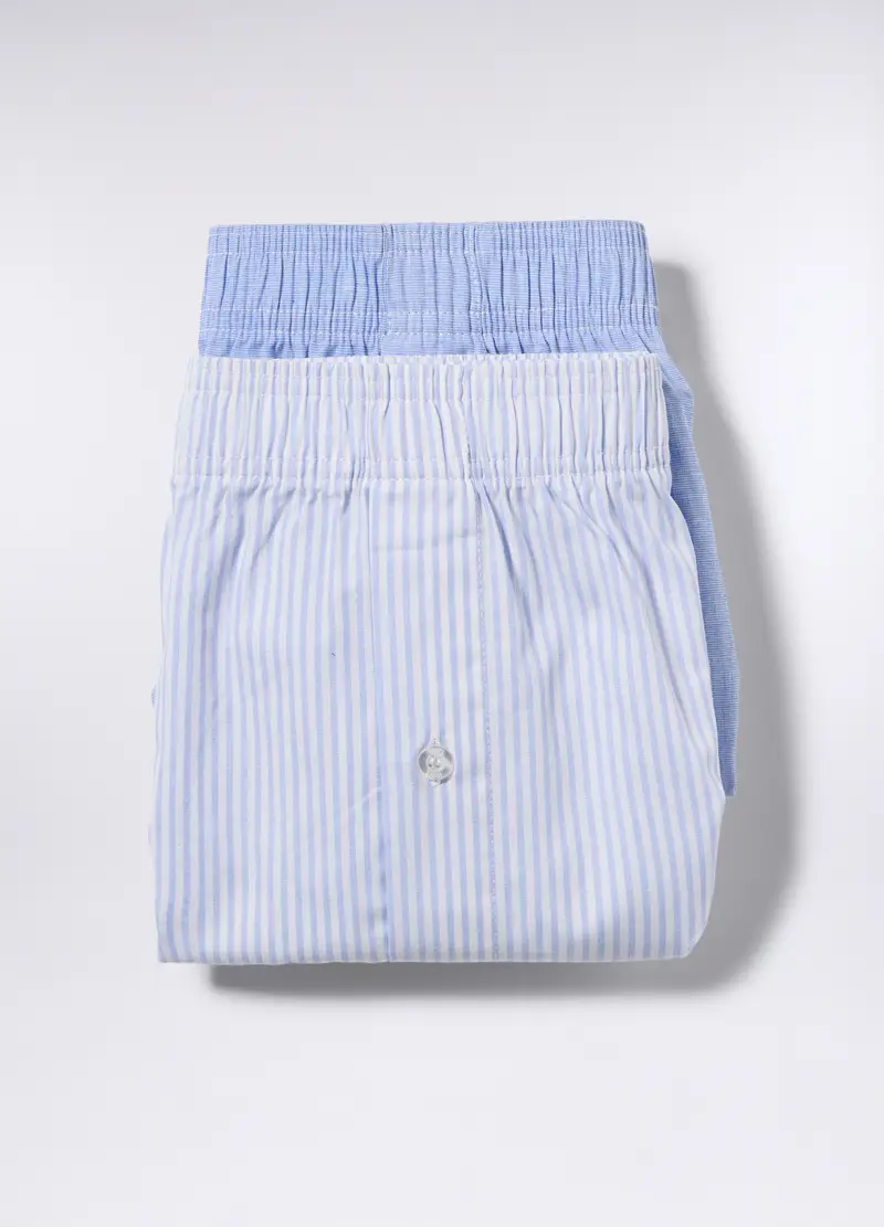 2 Pack Boxer In Tela Di Cotone Uomo, Azzurro celeste