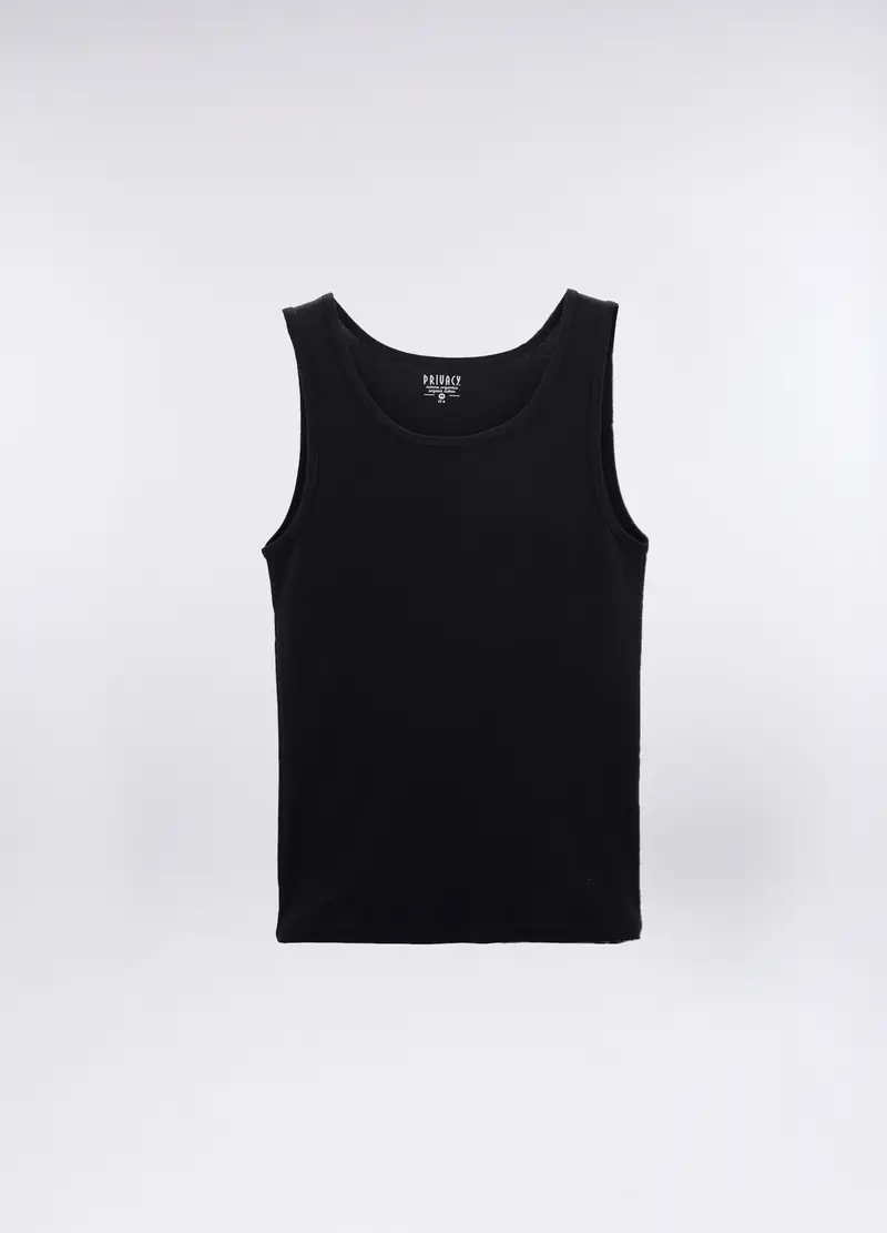 2 Pack Canotte In Cotone A Costine Uomo, Unisex, Nero