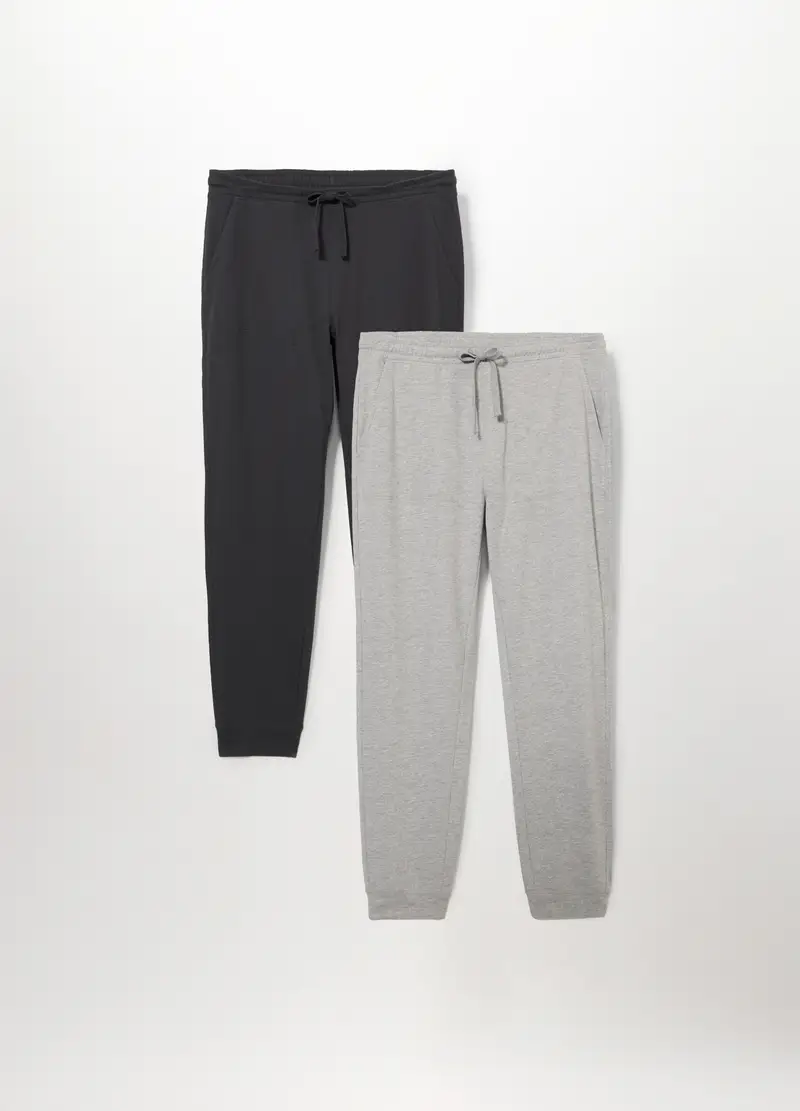 2 Pack Jogger Con Coulisse Uomo, Unisex, Nero/Grigio