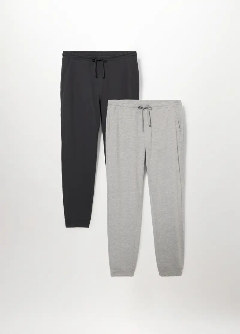 Upim, 2 Pack Jogger Con Coulisse Uomo, Unisex, Nero/Grigio, Taglia: S