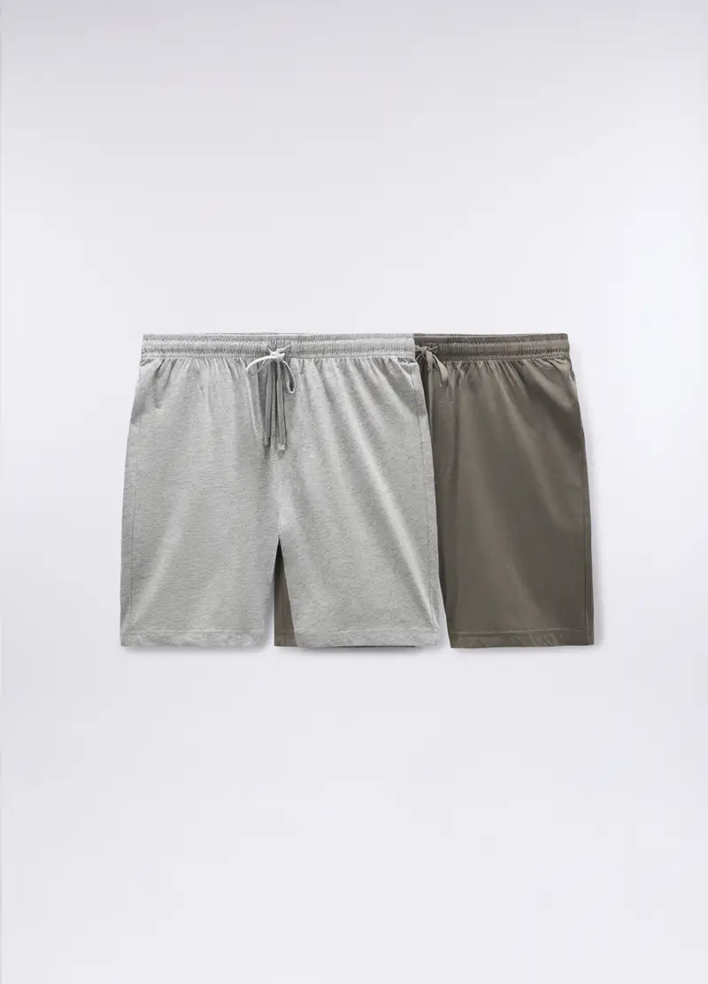 2 Pack Pantaloncini Del Pigiama In Cotone Uomo, Grigio/Verde