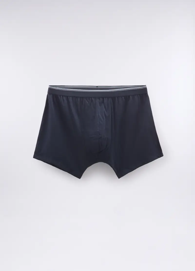 3 Pack Boxer In Cotone Con Fascia A Contrasto Uomo, Blu navy