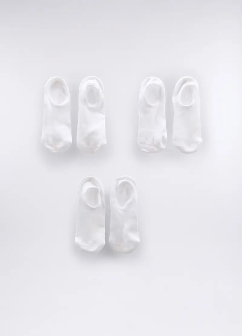 3 Pack Calze Corte In Tessuto Stretch Uomo, Bianco ottico