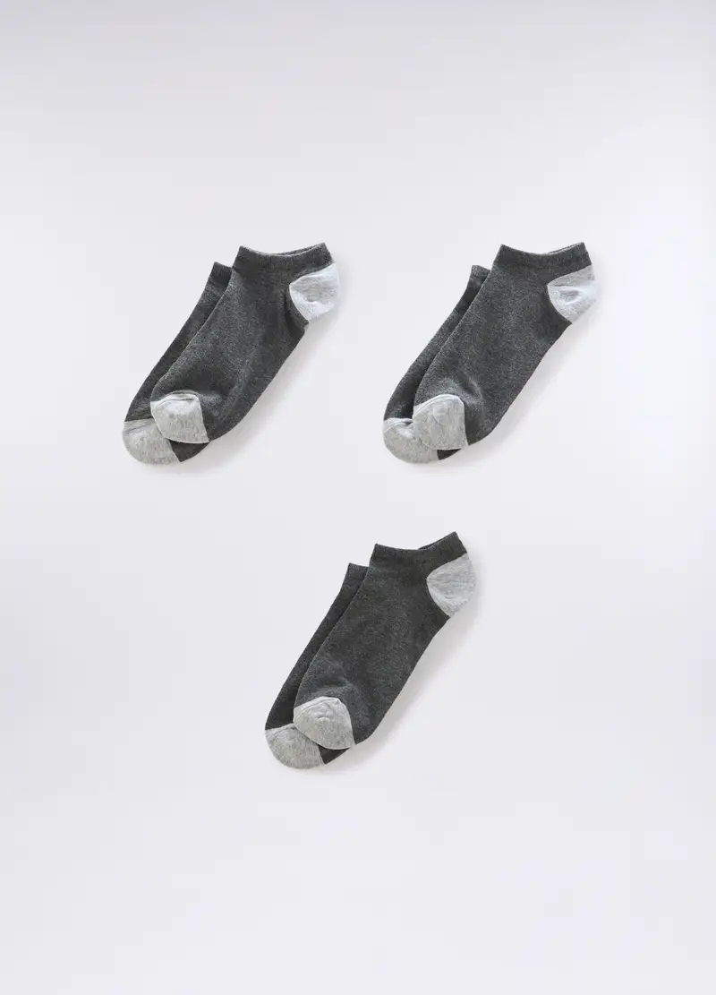 3 Pack Calzini Alla Caviglia Uomo, Grigio scuro