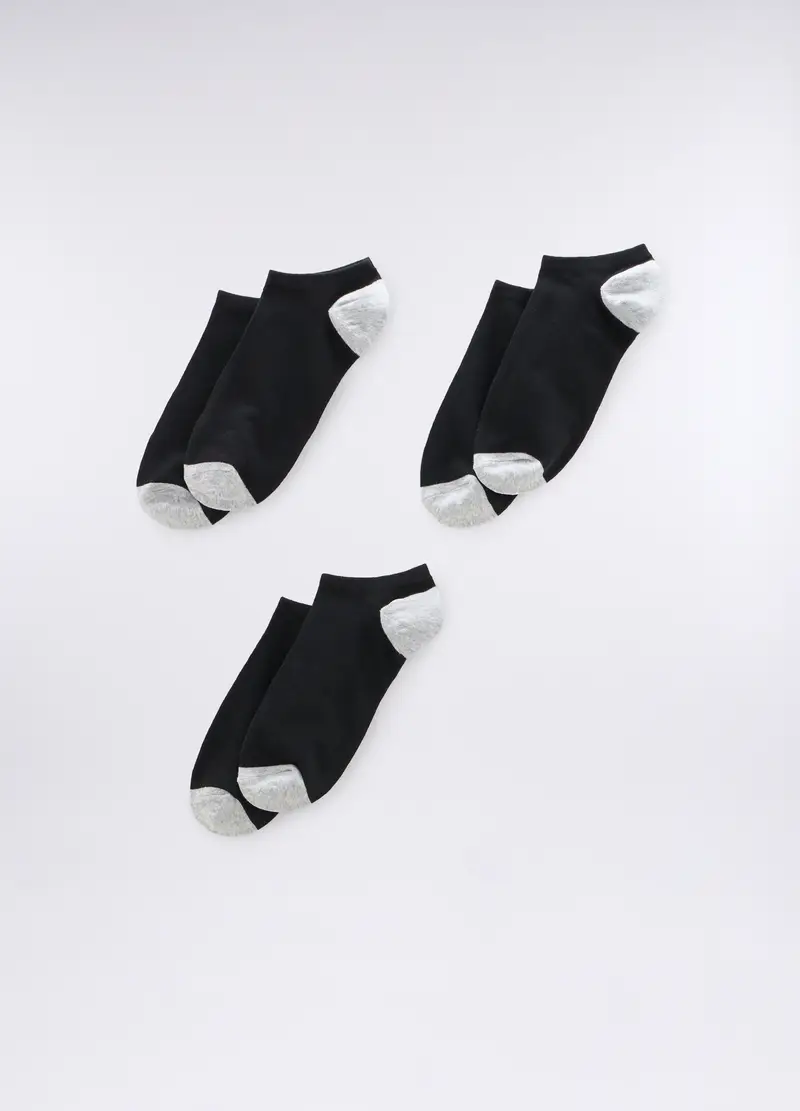 3 Pack Calzini Alla Caviglia Uomo, Nero