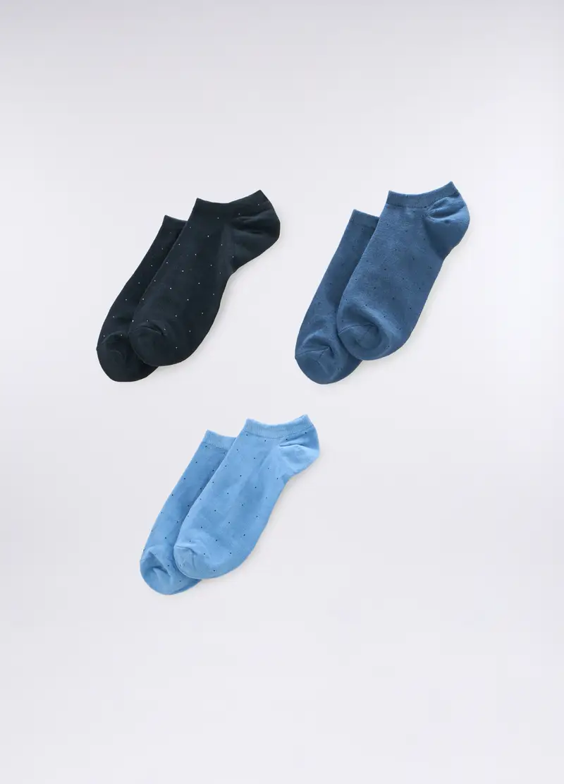 3 Pack Calzini Sportivi A Pois Uomo, Blu/Azzurro