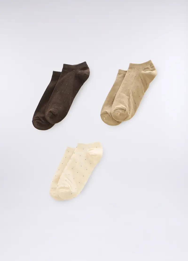 3 Pack Calzini Sportivi A Pois Uomo, Marrone beige