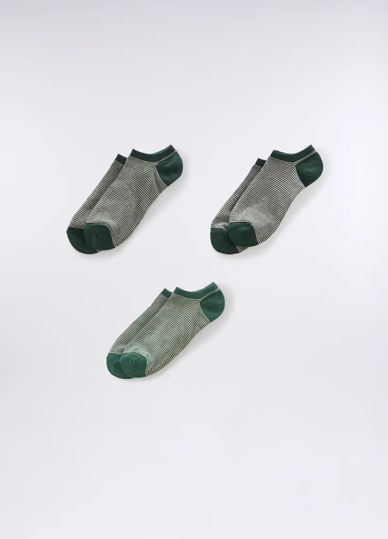 3 Pack Calzini Sportivi A Righe Uomo, Verde
