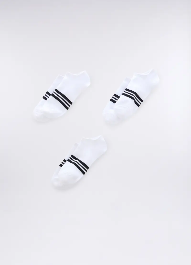 3 Pack Calzini Sportivi A Strisce Uomo, Bianco ottico