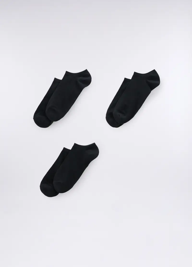3 Pack Calzini Sportivi In Cotone Stretch Uomo, Nero