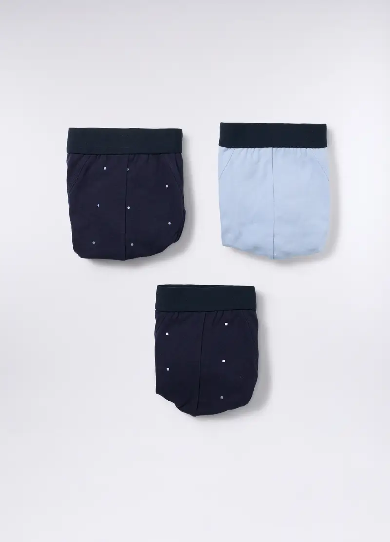 3 Pack Slip In Cotone Stretch A Pois Uomo, Blu/Azzurro