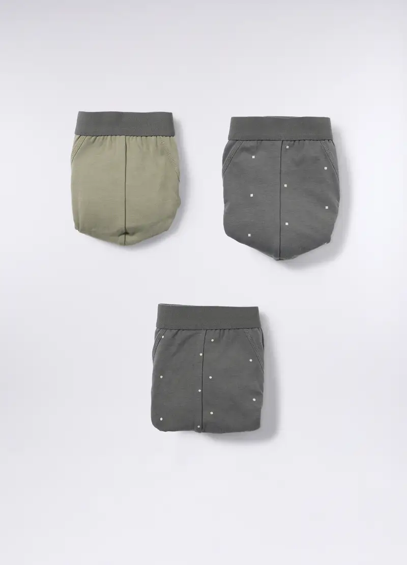 3 Pack Slip In Cotone Stretch A Pois Uomo, Verde militare