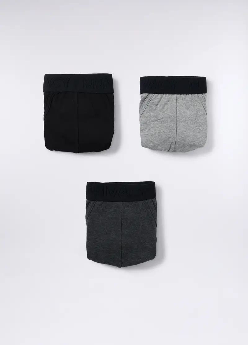 3 Pack Slip In Jersey Con Logo Uomo, Nero/Grigio