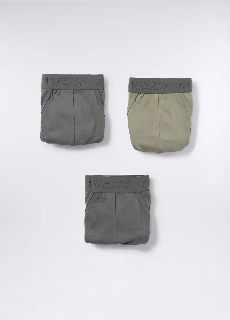 3 Pack Slip In Jersey Con Logo Uomo, Verde militare