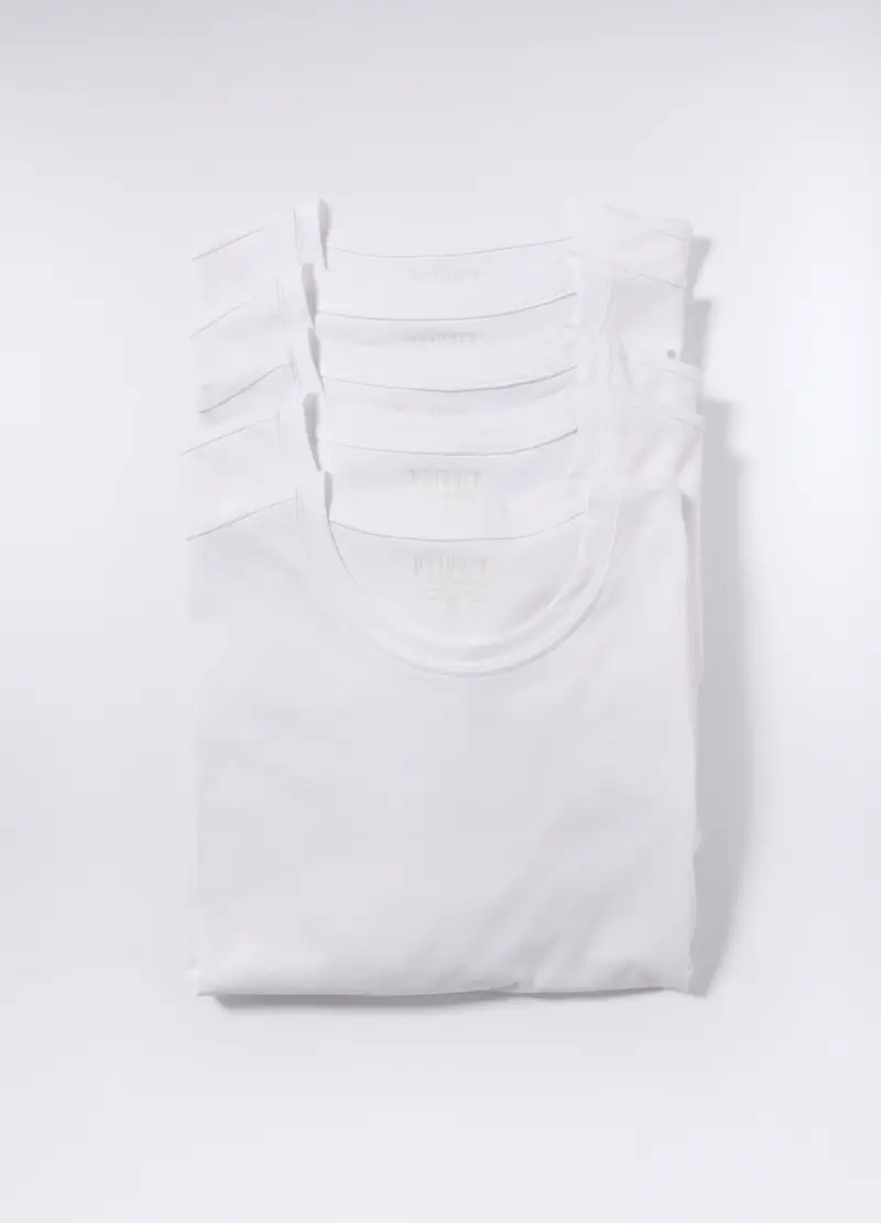 5 Pack Magliette Intime Girocollo Uomo, Bianco ottico