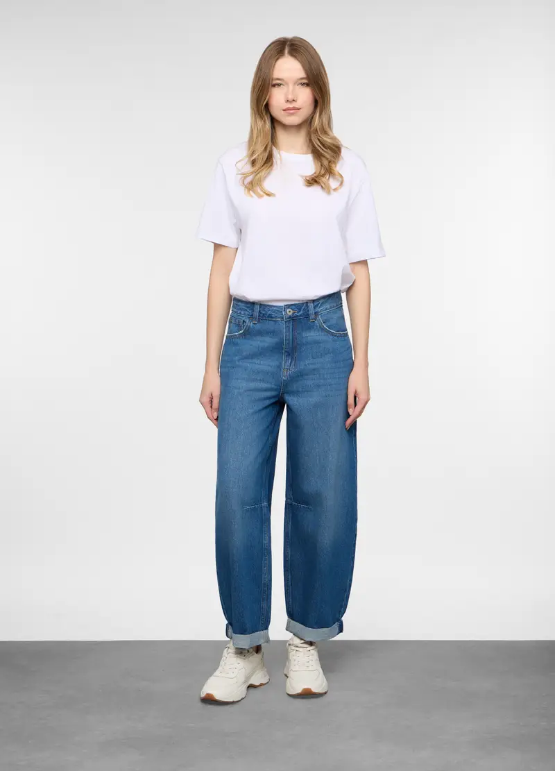 5 Tasche Fit Barrel In Denim Donna, Blu