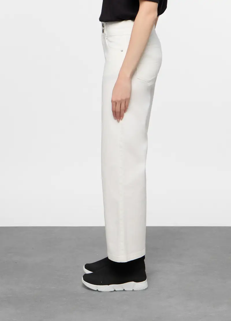 5 Tasche Fit Culotte In Cotone Stretch Donna, Bianco miniatura 2