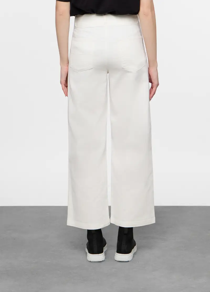 5 Tasche Fit Culotte In Cotone Stretch Donna, Bianco miniatura 3