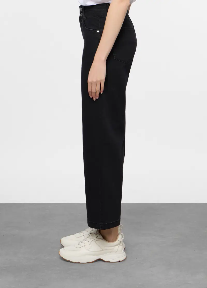 5 Tasche Fit Culotte In Cotone Stretch Donna, Nero miniatura 2