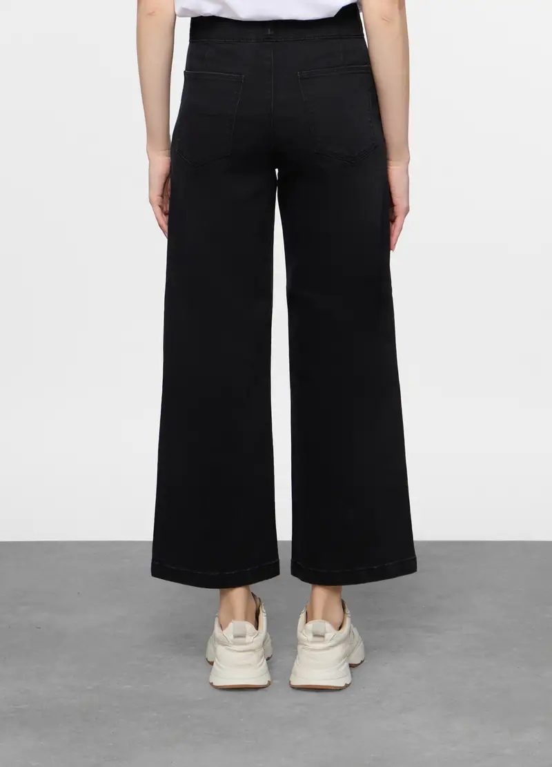 5 Tasche Fit Culotte In Cotone Stretch Donna, Nero miniatura 3