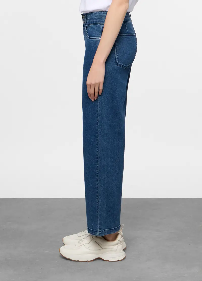 5 Tasche Fit Culotte In Denim Stretch Donna, Blu miniatura 2