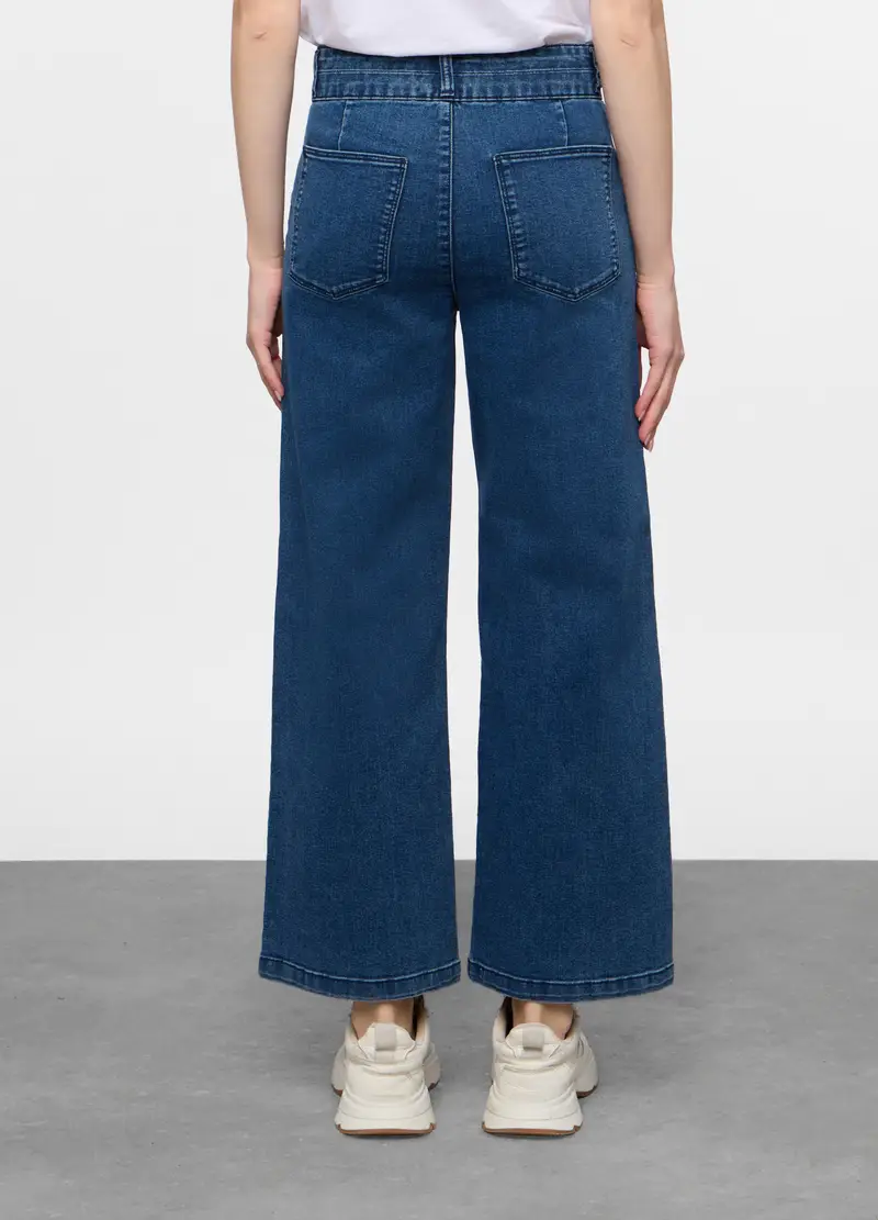 5 Tasche Fit Culotte In Denim Stretch Donna, Blu miniatura 3