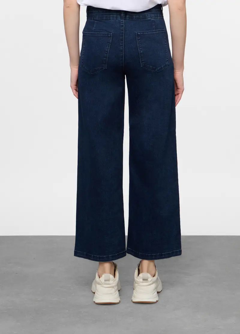 5 Tasche Fit Culotte In Denim Stretch Donna, Blu scuro miniatura 3