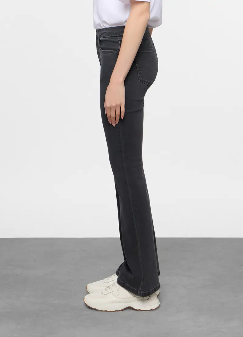 5 Tasche Fit Flare In Cotone Stretch Donna, Grigio pietra miniatura 2