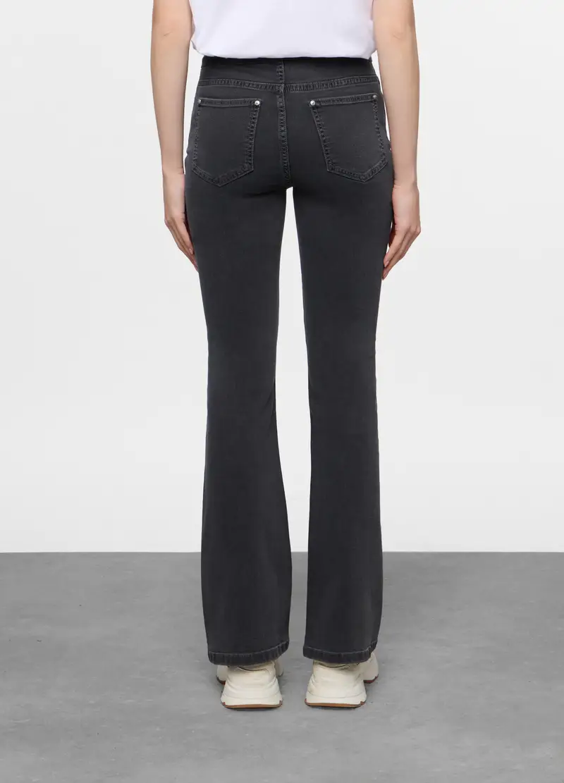 5 Tasche Fit Flare In Cotone Stretch Donna, Grigio pietra miniatura 3