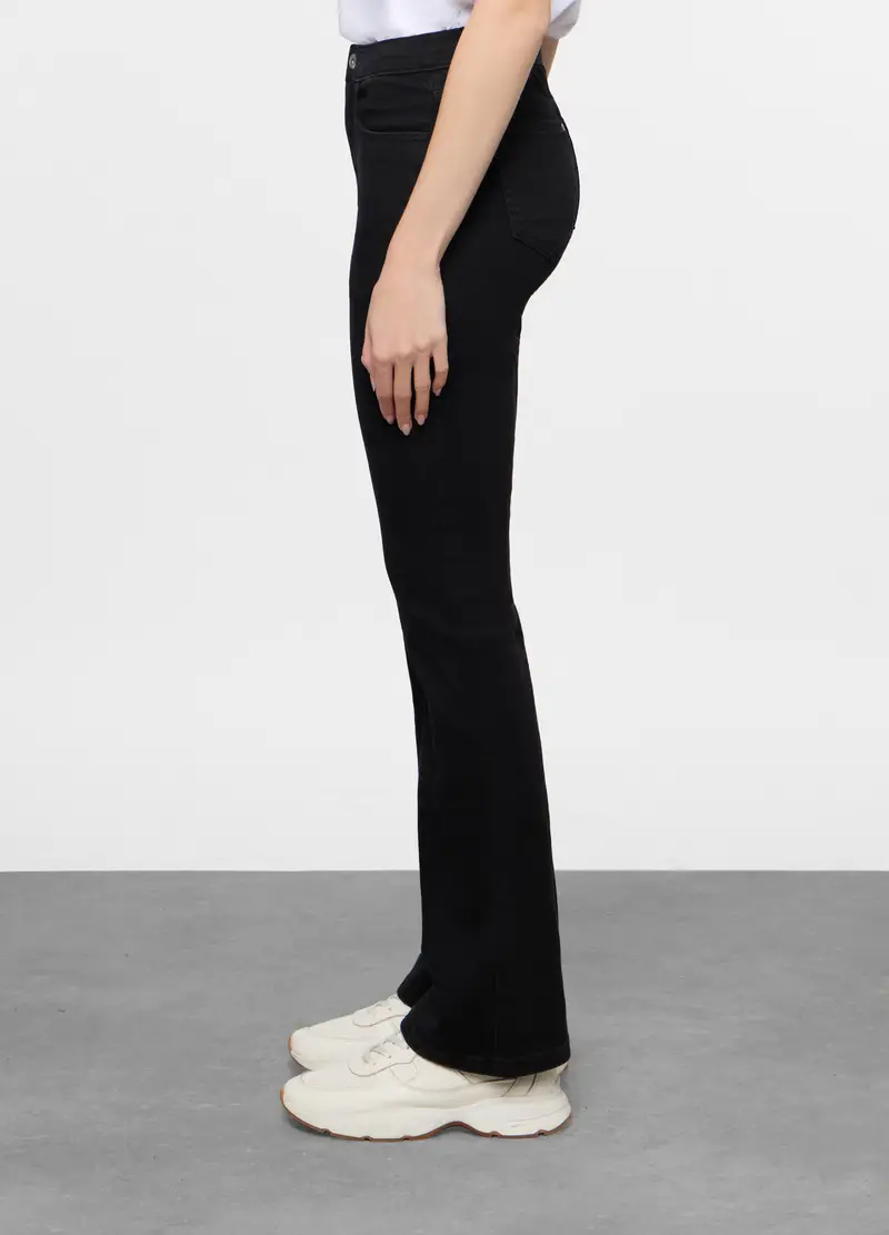 5 Tasche Fit Flare In Cotone Stretch Donna, Nero miniatura 2