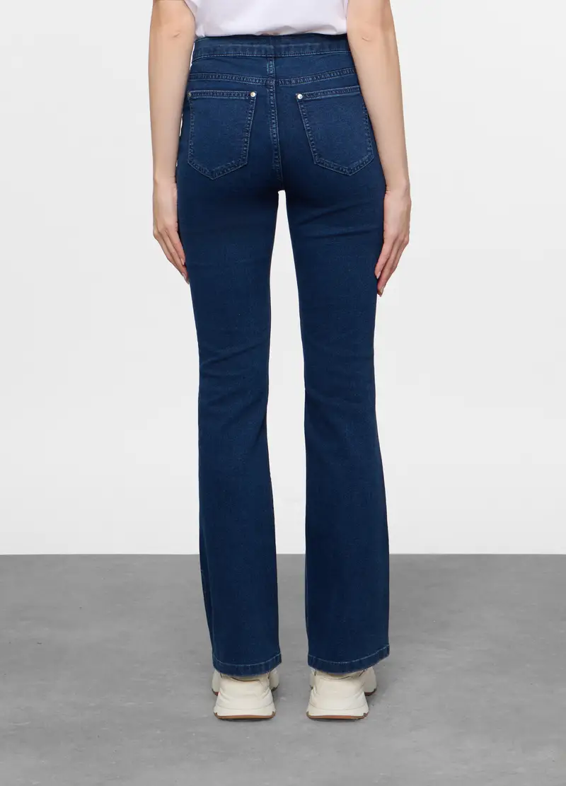 5 Tasche Fit Flare In Denim Stretch Donna, Blu scuro miniatura 3