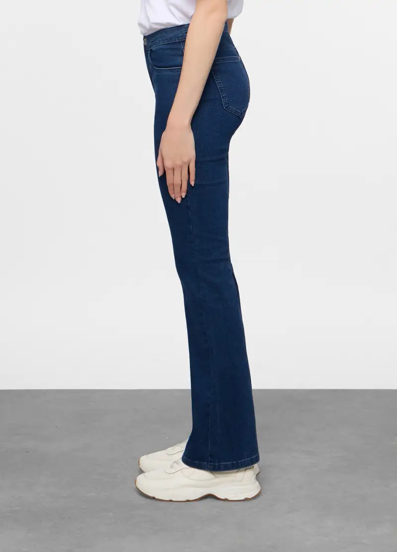 5 Tasche Fit Flare In Denim Stretch Donna, Blu scuro miniatura 2