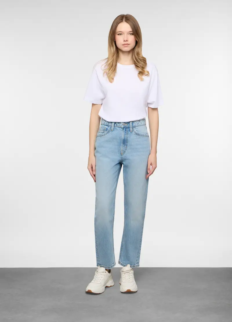 5 Tasche Fit Mom In Denim Donna, Blu chiaro